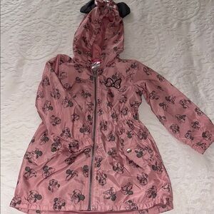 Pink Hooded Jacket with Cartoon Print